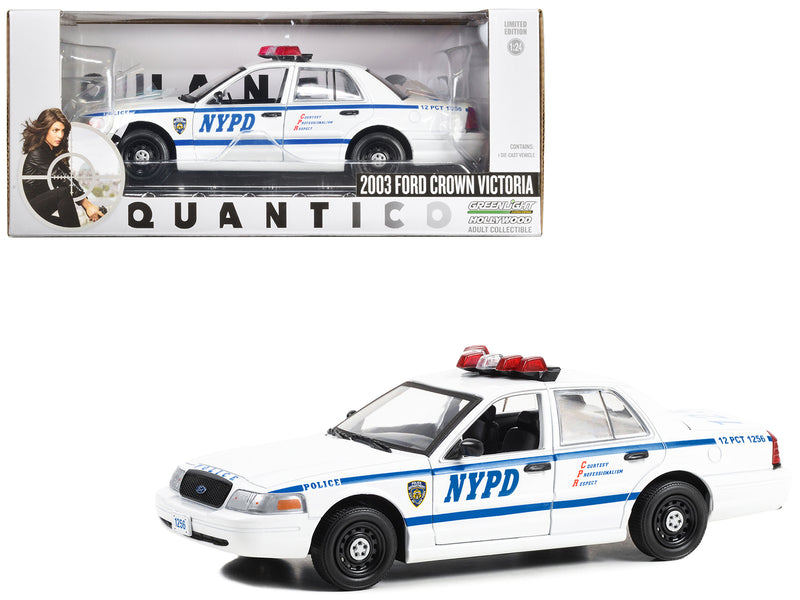 2003 Ford Crown Victoria Police Interceptor White "NYPD (New York City Police Department)" "Quantico" (2015-2018) TV Series "Hollywood" Series 1/24 Diecast Model Car by Greenlight