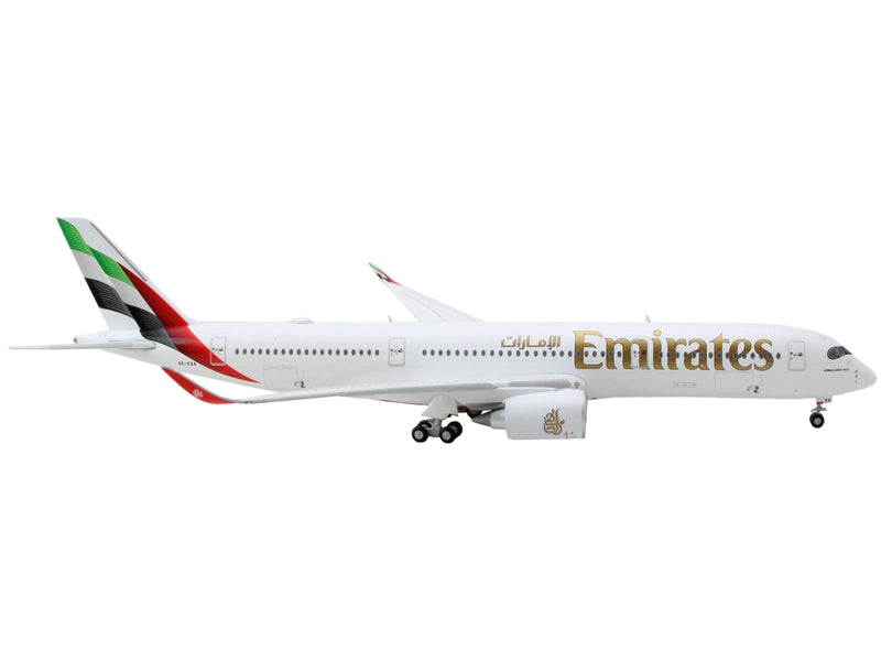 Airbus A350-900 Commercial Aircraft "Emirates Airlines" White with Striped Tail 1/400 Diecast Model Airplane by GeminiJets