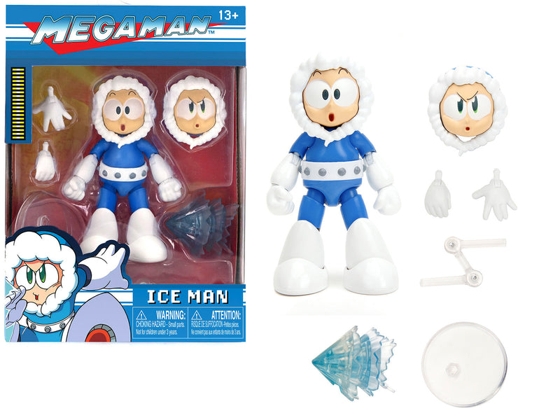 Ice Man 4" Moveable Figure with Accessories and Alternate Head and Hands "Mega Man" (1987) Video Game model by Jada
