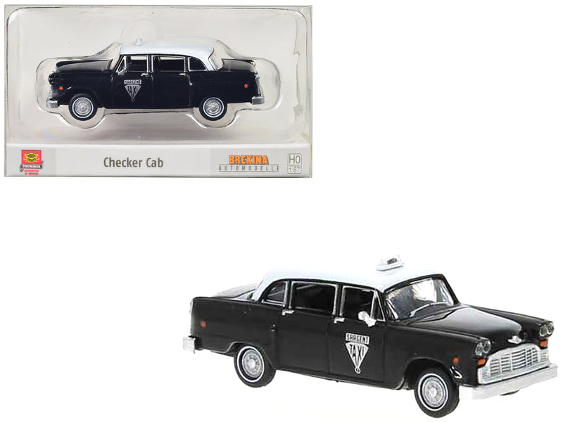 1974 Checker Cab Black and White "Winnipeg" 1/87 (HO) Scale Model Car by Brekina