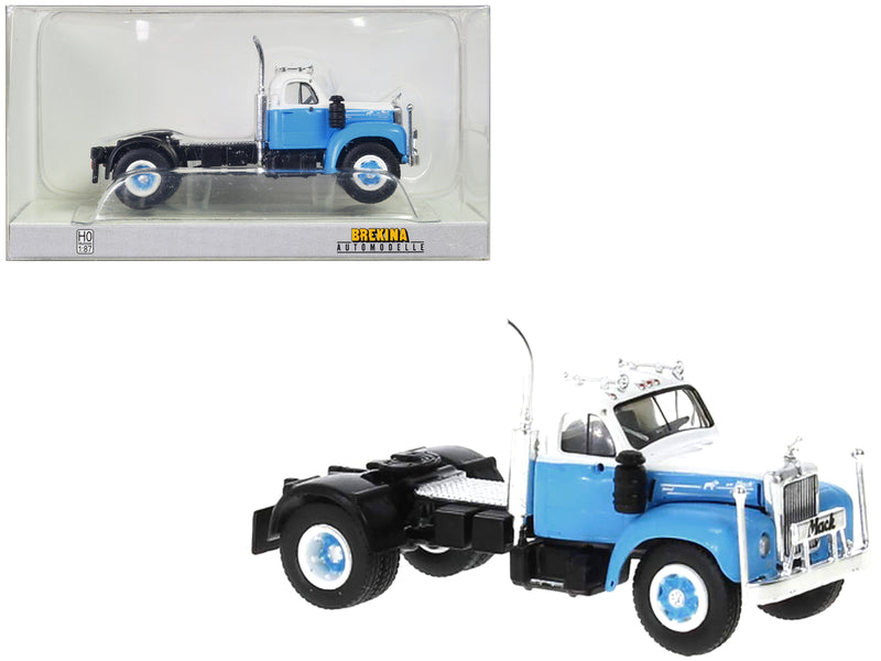 1953 Mack B-61 Truck Tractor Light Blue and White 1/87 (HO) Scale Model Car by Brekina