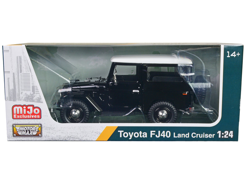 Toyota FJ40 Land Cruiser Black with White Top 1/24 Diecast Model Car by Motormax
