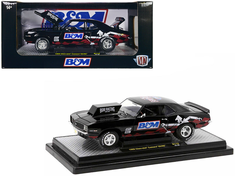 1969 Chevrolet Camaro SS/RS Black "B&M Racing" Limited Edition to 6650 pieces Worldwide 1/24 Diecast Model Car by M2 Machines