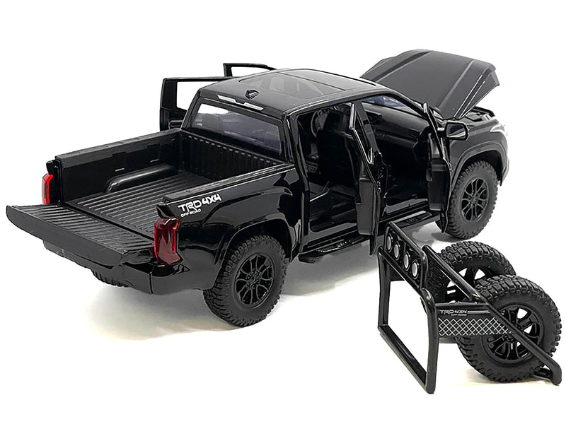 2023 Toyota Tundra TRD 4x4 Pickup Truck Black with Sunroof and Wheel Rack 1/24 Diecast Model Car
