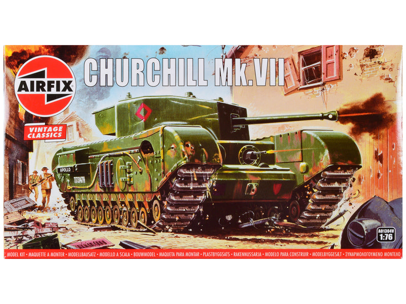 Skill 2 Model Kit British Churchill Mk.VII Tank 1/76 Plastic Model Kit by Airfix