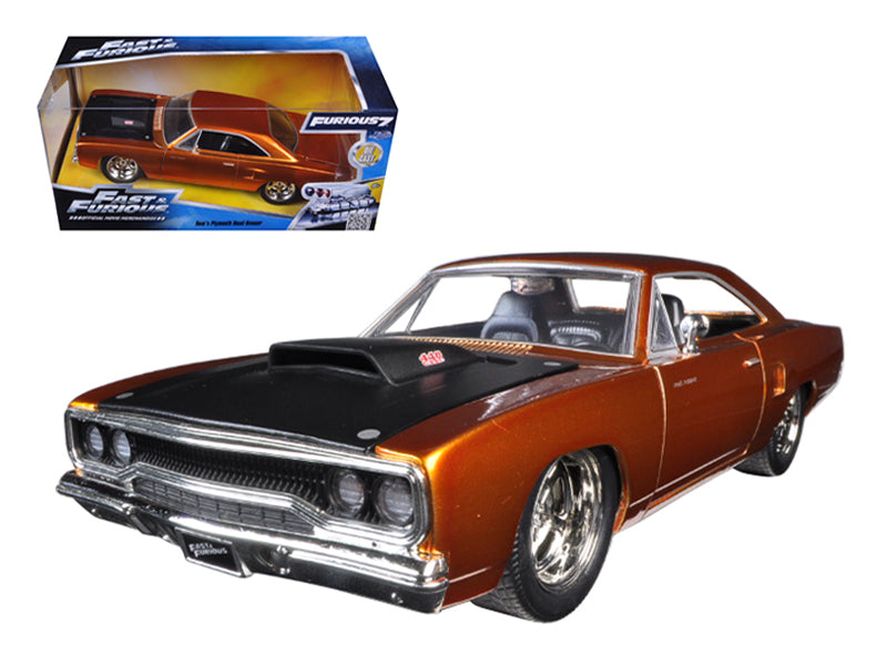 Dom's 1970 Plymouth Road Runner Copper with Black Hood "Fast & Furious 7" (2015) Movie 1/24 Diecast Model Car by Jada
