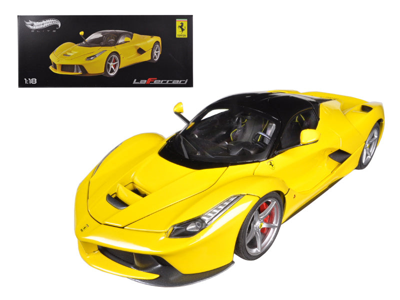 Ferrari LaFerrari F70 Hybrid Yellow with Black Top "Elite Edition" Series 1/18 Diecast Model Car by Hot Wheels
