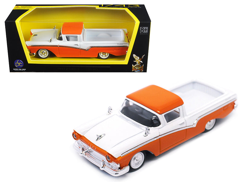 1957 Ford Ranchero Orange and White 1/43 Diecast Model Car by Road Signature