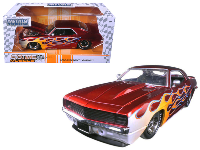 1969 Chevrolet Camaro Red with Flames 1/24 Diecast Model Car by Jada