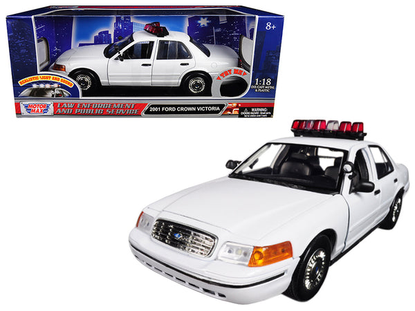 2001 Ford Crown Victoria Police Car Plain White with Flashing Light Ba