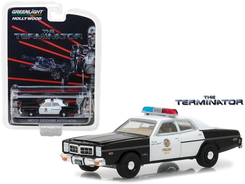 1977 Dodge Monaco "Metropolitan Police" White and Black "The Terminator" (1984) Movie "Hollywood Series" Release 19 1/64 Diecast Model Car by Greenlight