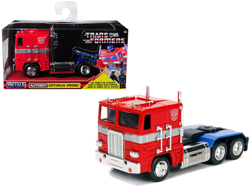 G1 Autobot Optimus Prime Truck Red with Robot on Chassis from "Transformers" TV Series "Hollywood Rides" Series 1/32 Diecast Model by Jada
