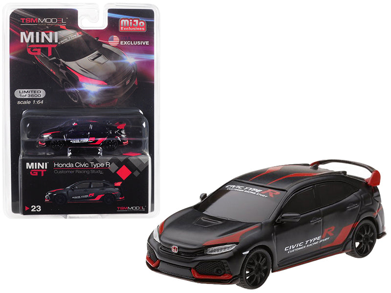 Honda Civic Type R (FK8) Black "Customer Racing Study U.S.A." Limited Edition to 3600 pieces Worldwide 1/64 Diecast Model Car by True Scale Miniatures