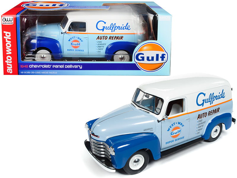 1948 Chevrolet Panel Delivery Truck "Gulf Oil" Limited Edition to 1002 pieces Worldwide 1/18 Diecast Model Car by Auto World
