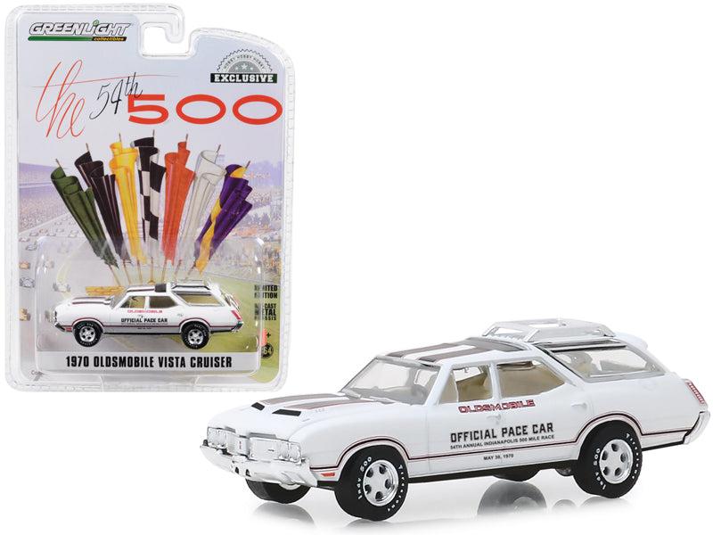 1970 Oldsmobile Vista Cruiser White "54th Annual Indianapolis 500 Mile Race" Oldsmobile Official Pace Car "Hobby Exclusive" 1/64 Diecast Model Car by Greenlight