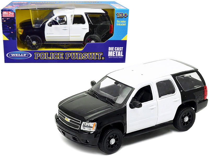 2008 Chevrolet Tahoe Unmarked Police Car Black and White 1/24 Diecast Model Car by Welly