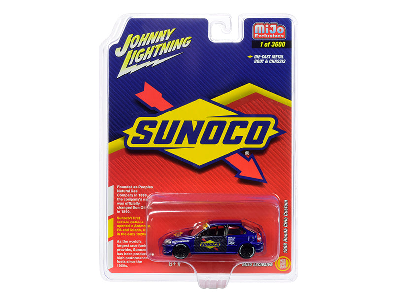 1998 Honda Civic Custom Dark Blue "Sunoco" Limited Edition to 3600 pieces Worldwide 1/64 Diecast Model Car by Johnny Lightning