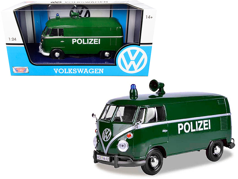 Volkswagen Type 2 (T1) Police Van "Polizei" Dark Green 1/24 Diecast Model Car by Motormax