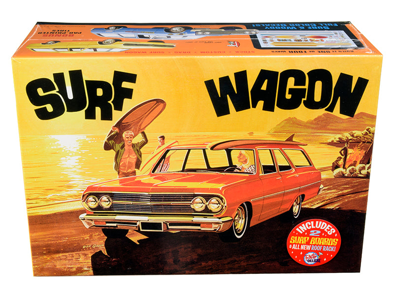 Skill 2 Model Kit 1965 Chevrolet Chevelle "Surf Wagon" with Two Surf Boards 4 in 1 Kit 1/25 Scale Model by AMT