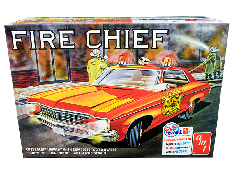 Skill 2 Model Kit 1970 Chevrolet Impala Fire Chief 2 in 1 Kit 1/25 Scale Model by AMT