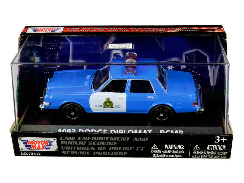 1983 Dodge Diplomat "Royal Canadian Mounted Police" (RCMP) Light Blue and White 1/43 Diecast Model Car by Motormax