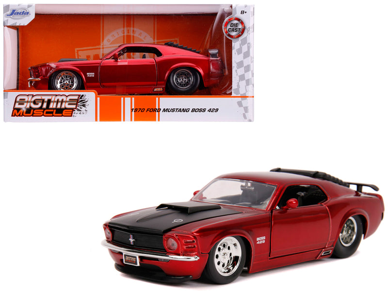1970 Ford Mustang Boss 429 Candy Red with Black Hood "Bigtime Muscle" Series 1/24 Diecast Model Car by Jada