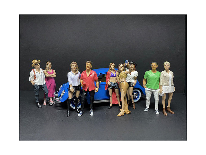 "Partygoers" 9 piece Figurine Set for 1/18 Scale Models by American Diorama