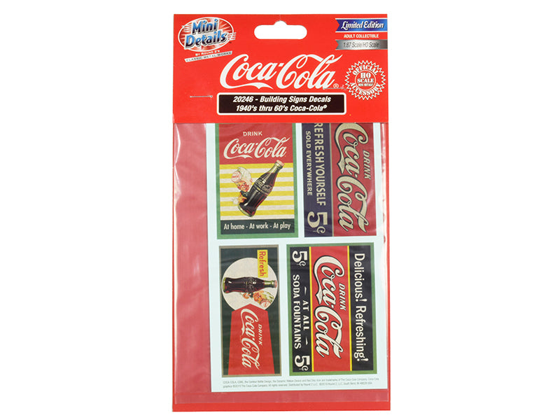 1940's Thru 1960's "Coca-Cola" Building Signs Decals for 1/87 (HO) Scale Models by Classic Metal Works